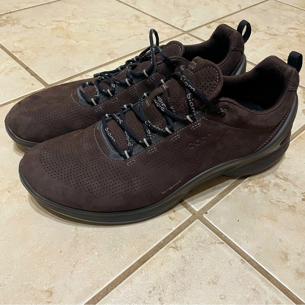 ECCO Biom Fuel Train Sneakers Mens 10.0 Yak Leather Mocha Comfort Walking Shoes